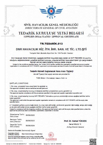 DNR Havacılık, Tedarik Kuruluşu Yetki Belgesi alan 13'üncü firma oldu 13 Temmuz 2025