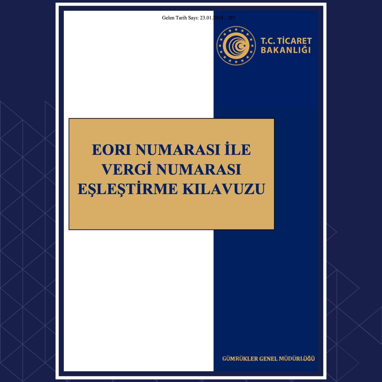 EORİ kodu ve vergi numaralarını eşleştirme işlemleri 20 Eylül 2024