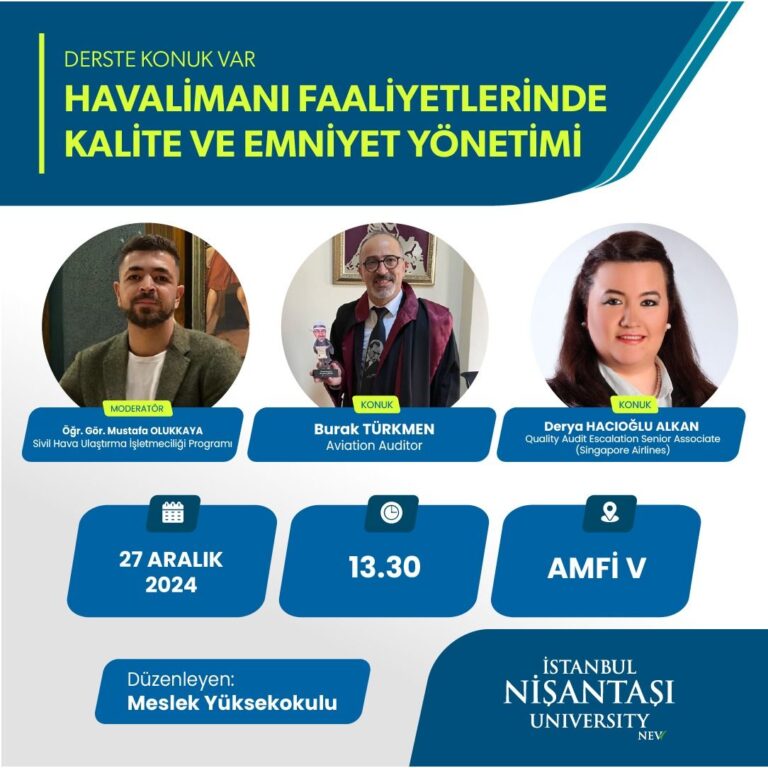 DERSTE KONUK VAR, Havalimanı Faaliyetlerinde Kalite ve Emniyet Yönetimi 26 Aralık 2024