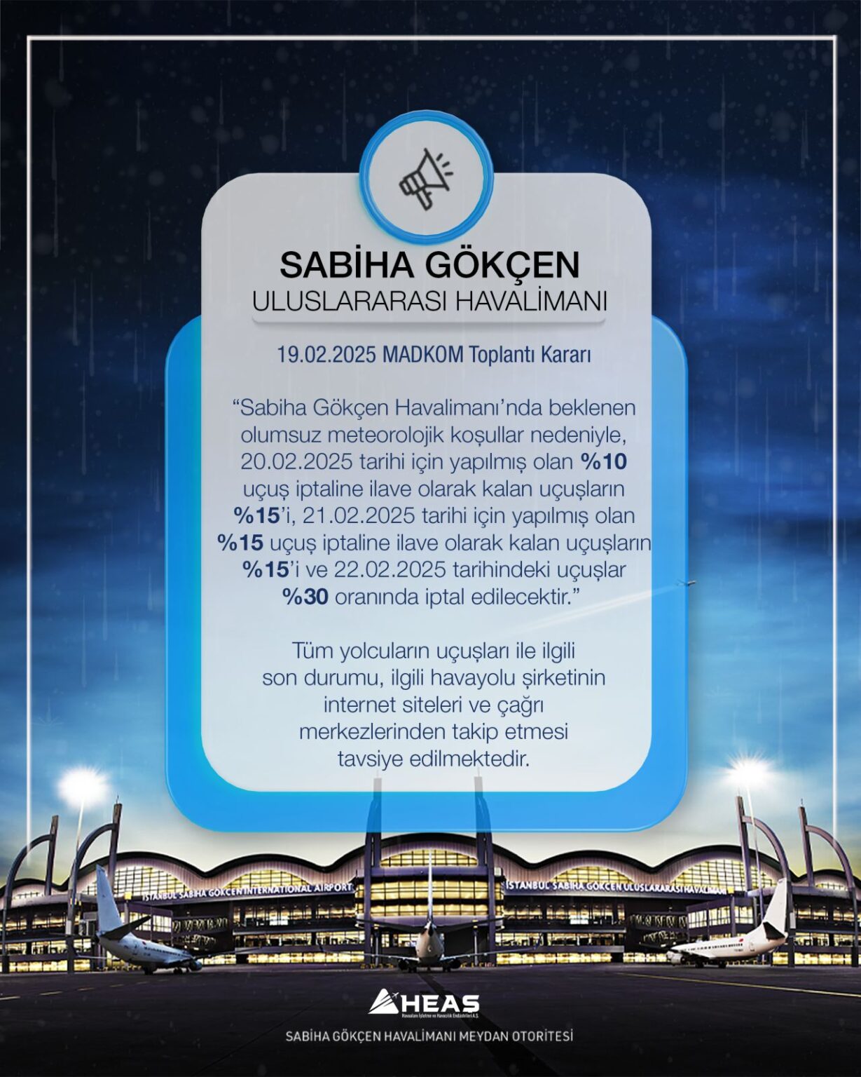 Sabiha Gökçen’de Uçuş İptalleri Artıyor! 21 Şubat 2025